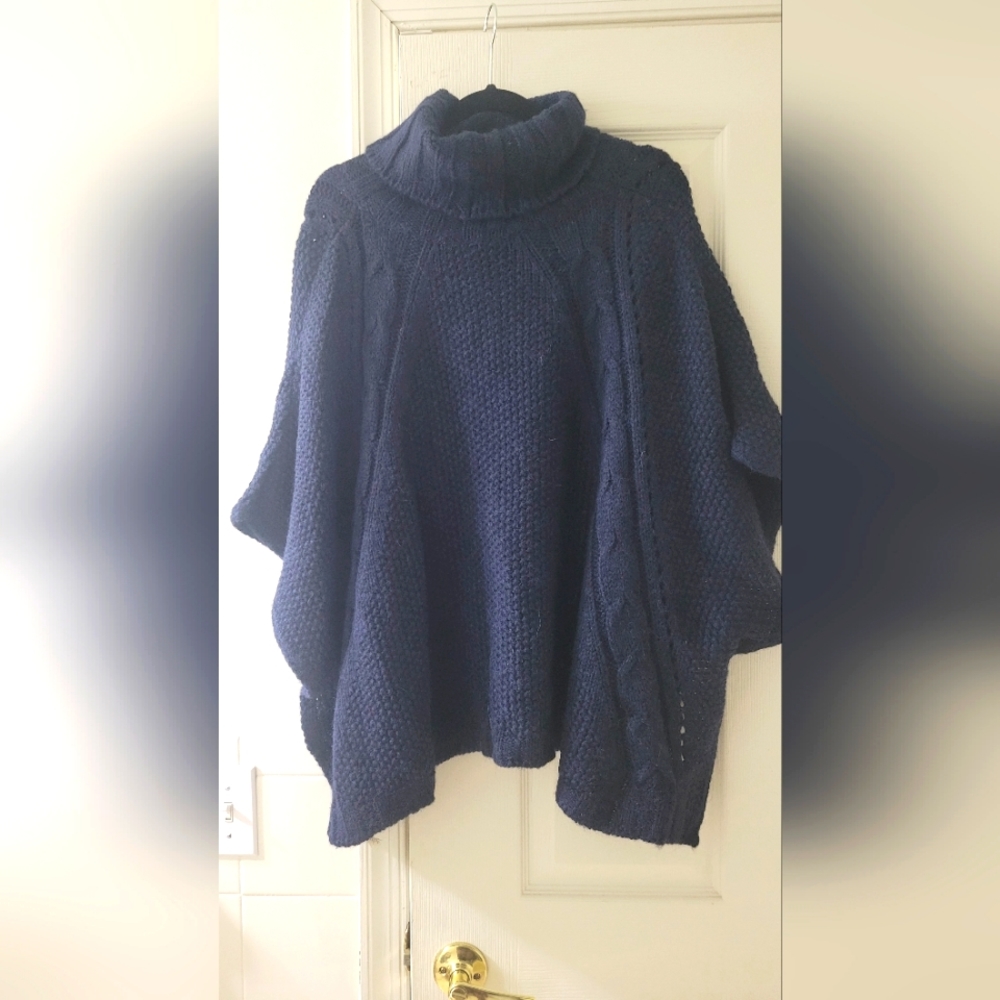 Womens Wool Turtleneck Poncho